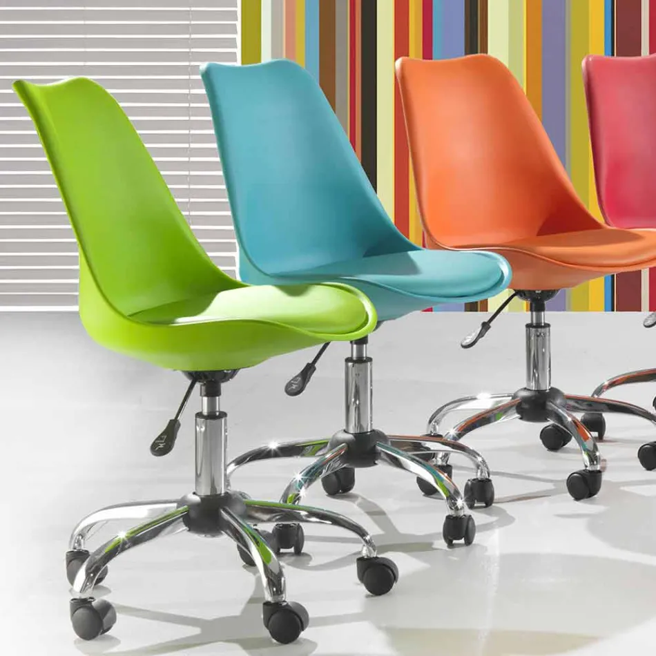 Bureaustoel met gaslift in gekleurd polypropyleen en metaal - Loredana Viadurini