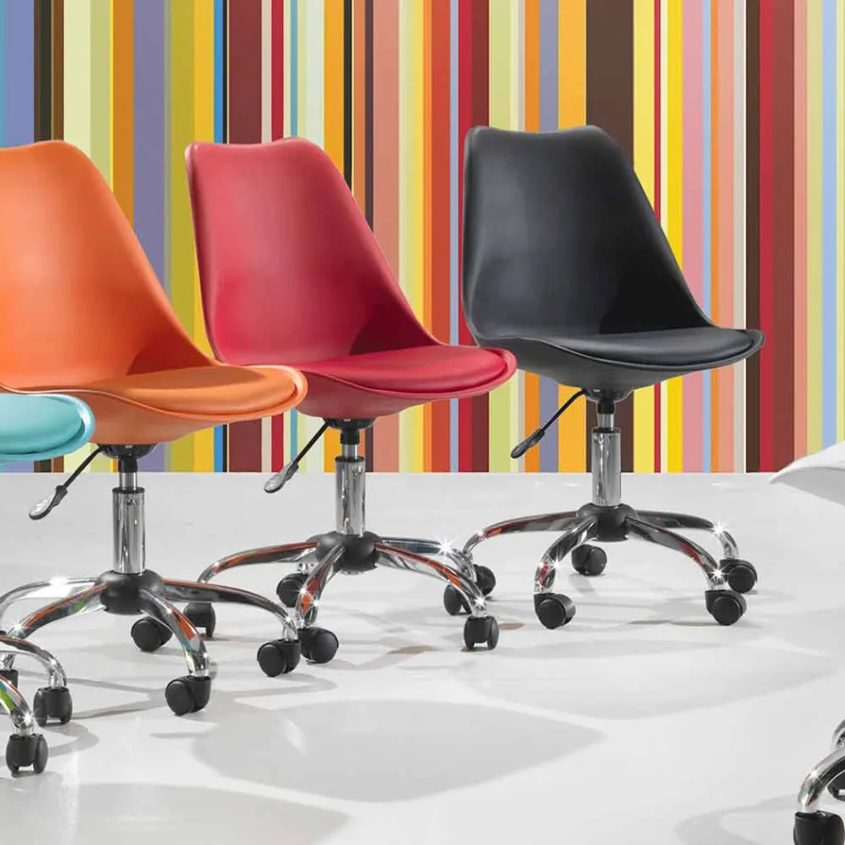 Bureaustoel met gaslift in gekleurd polypropyleen en metaal - Loredana Viadurini