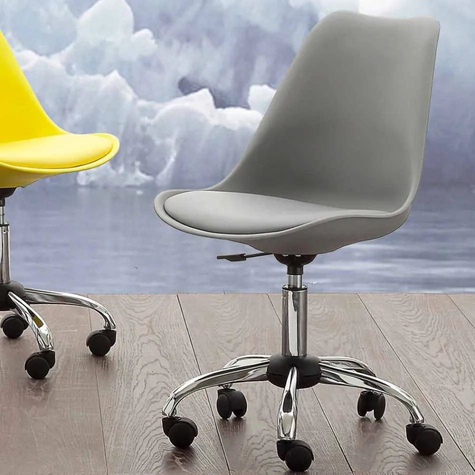 Bureaustoel met gaslift in gekleurd polypropyleen en metaal - Loredana Viadurini