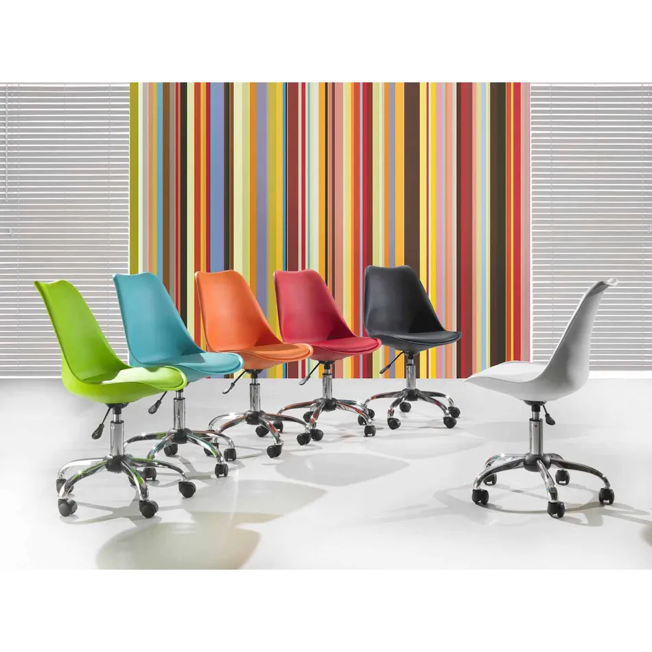 Bureaustoel met gaslift in gekleurd polypropyleen en metaal - Loredana Viadurini