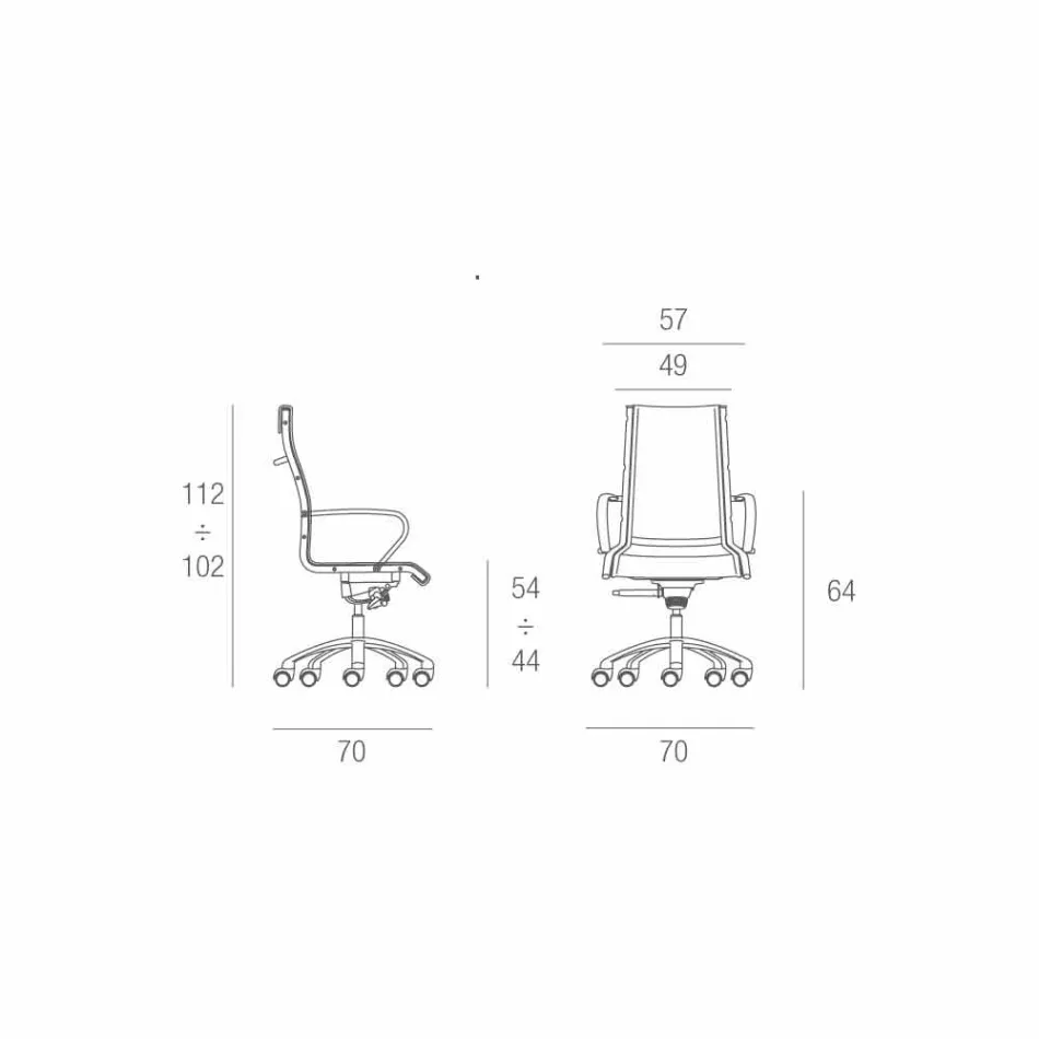 Bureaustoel met monocoque in imitatieleder gemaakt in Italië Agata Viadurini