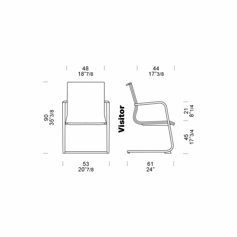 Ergonomische slede bureaustoel met armleuningen Made in Italy - Filanna Viadurini