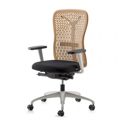 Ergonomische en draaibare bureaustoel met armleuningen en witte structuur - Fulvio Viadurini