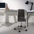 Draaibare bureaustoel van staal en ecoleer met schoolbordprint - Lollo Viadurini