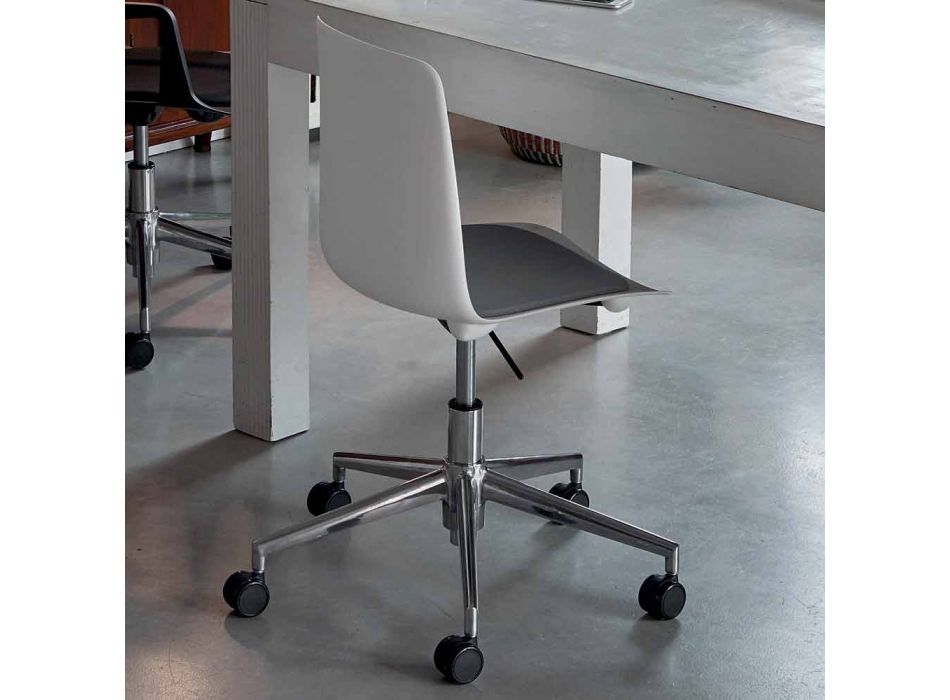 Bureaustoel in aluminium en polypropyleen gemaakt in Italië, 2 stuks - Charita Viadurini