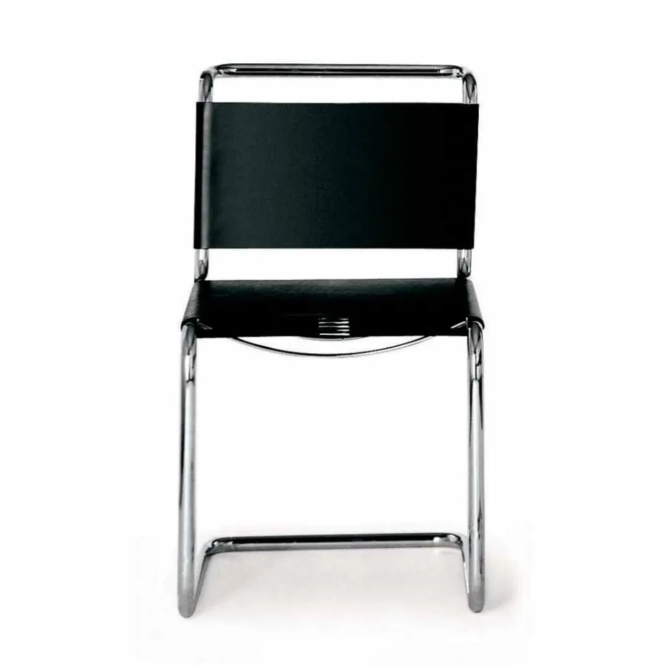 Lederen bureaustoel met verchroomde stalen structuur Made in Italy - Elite Viadurini