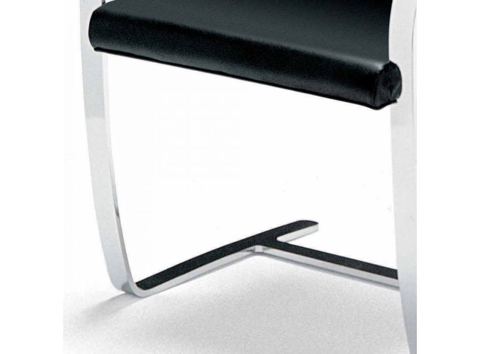 Lederen bureaustoel met chroomstalen structuur Made in Italy - Quartz Viadurini