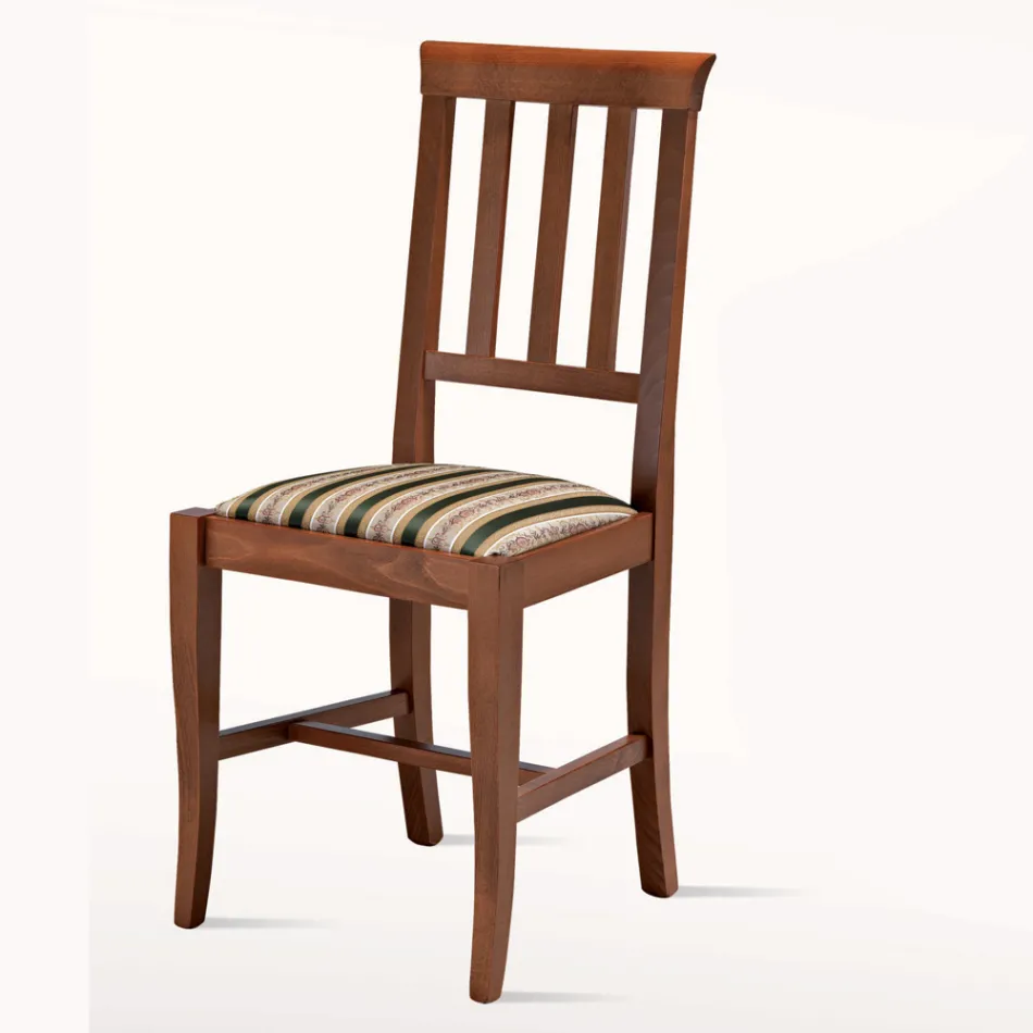 Klassieke designstoel in hout en zitting in stof Made in Italy - Dorina Viadurini