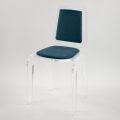 Design stoel van transparant acrylkristal en gekleurde stof - Derbena