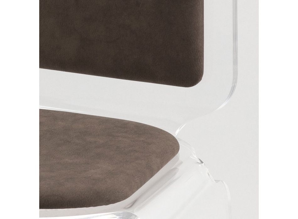 Design stoel van transparant acrylkristal en gekleurde stof - Derbena Viadurini