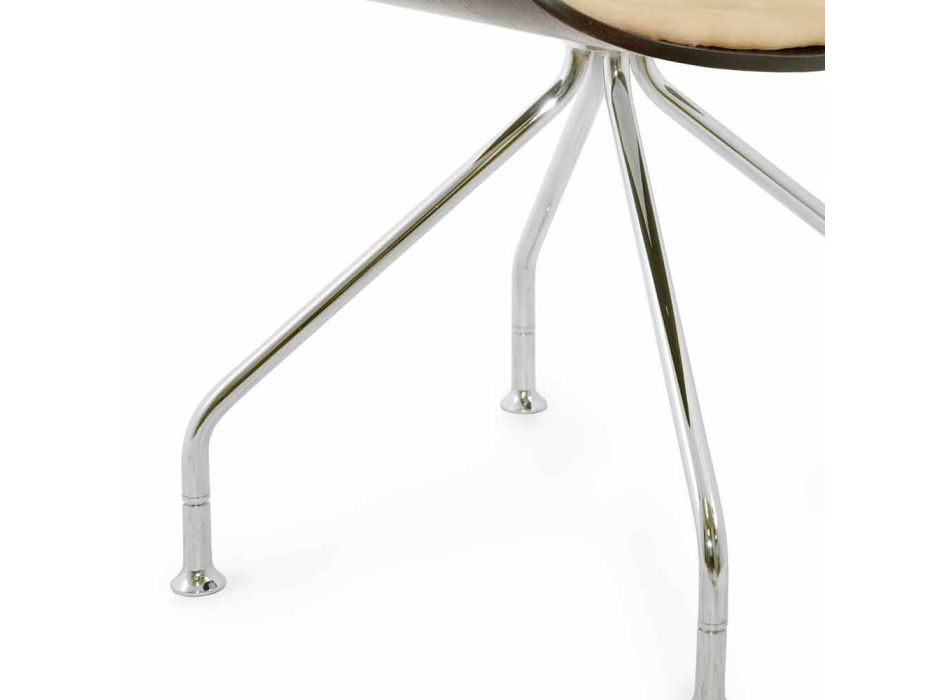 Design stoel in eiken of wengè hout met Italiaans luxe kussen - Rimmel Viadurini