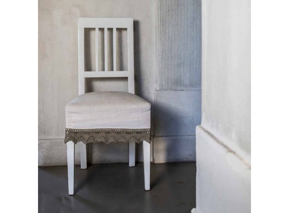 Moderne designstoel in wit gelakt beukenhout, Shirley Viadurini