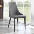 Chair modern design bekleed met grijs leder 4 stuks Carolina