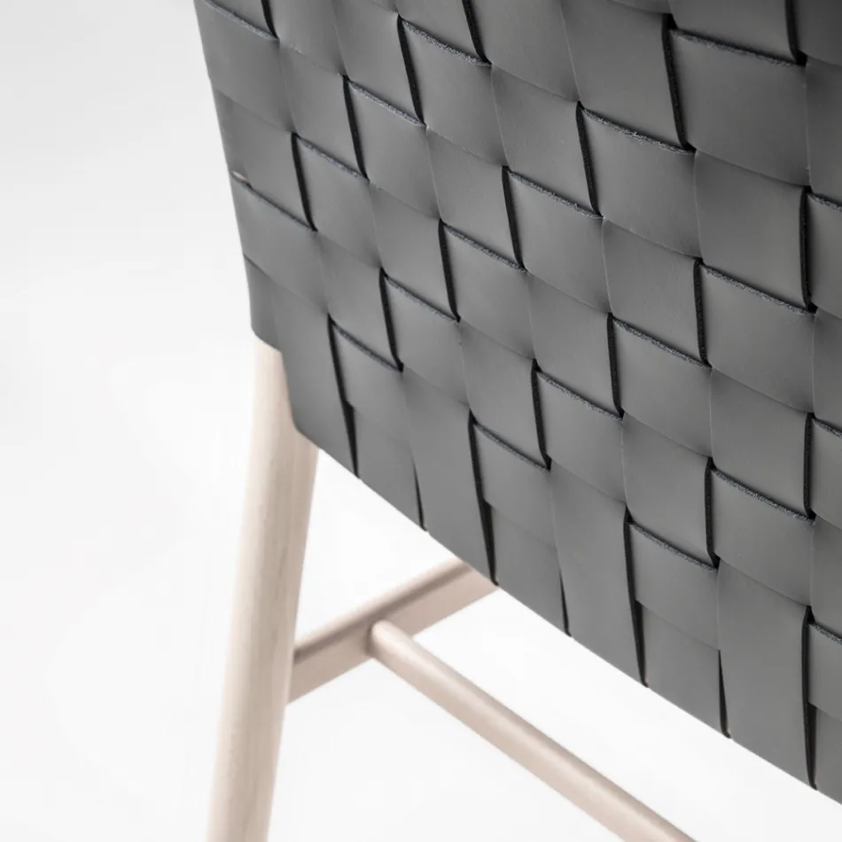 Hoge kwaliteit stoel van beukenhout en leer, gemaakt in Italië, 2 stuks - Nora Viadurini