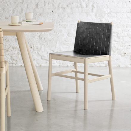 Hoge kwaliteit stoel van beukenhout en leer, gemaakt in Italië, 2 stuks - Nora Viadurini
