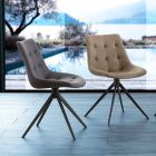 Gestoffeerde doorgestikte design stoel in stof of eco nabuk Venezia Viadurini