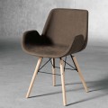 Design stoel in hout en stof gemaakt in Italië Ornica
