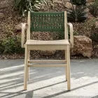 Luxe stoel met armleuningen in gebleekt beukenhout en touw Made in Italy - Nora Viadurini