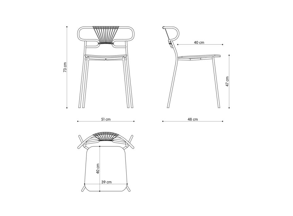 Luxe stapelbare stoel van metaal en polyurethaan, gemaakt in Italië, 2 stuks - Trosa Viadurini