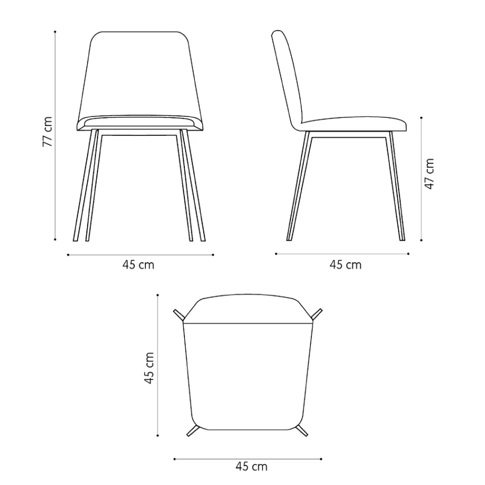 Luxe leren stoel met metalen poten, gemaakt in Italië, 2 stuks - Molde Viadurini