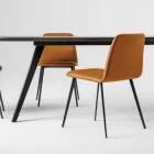 Luxe leren stoel met metalen poten, gemaakt in Italië, 2 stuks - Molde Viadurini