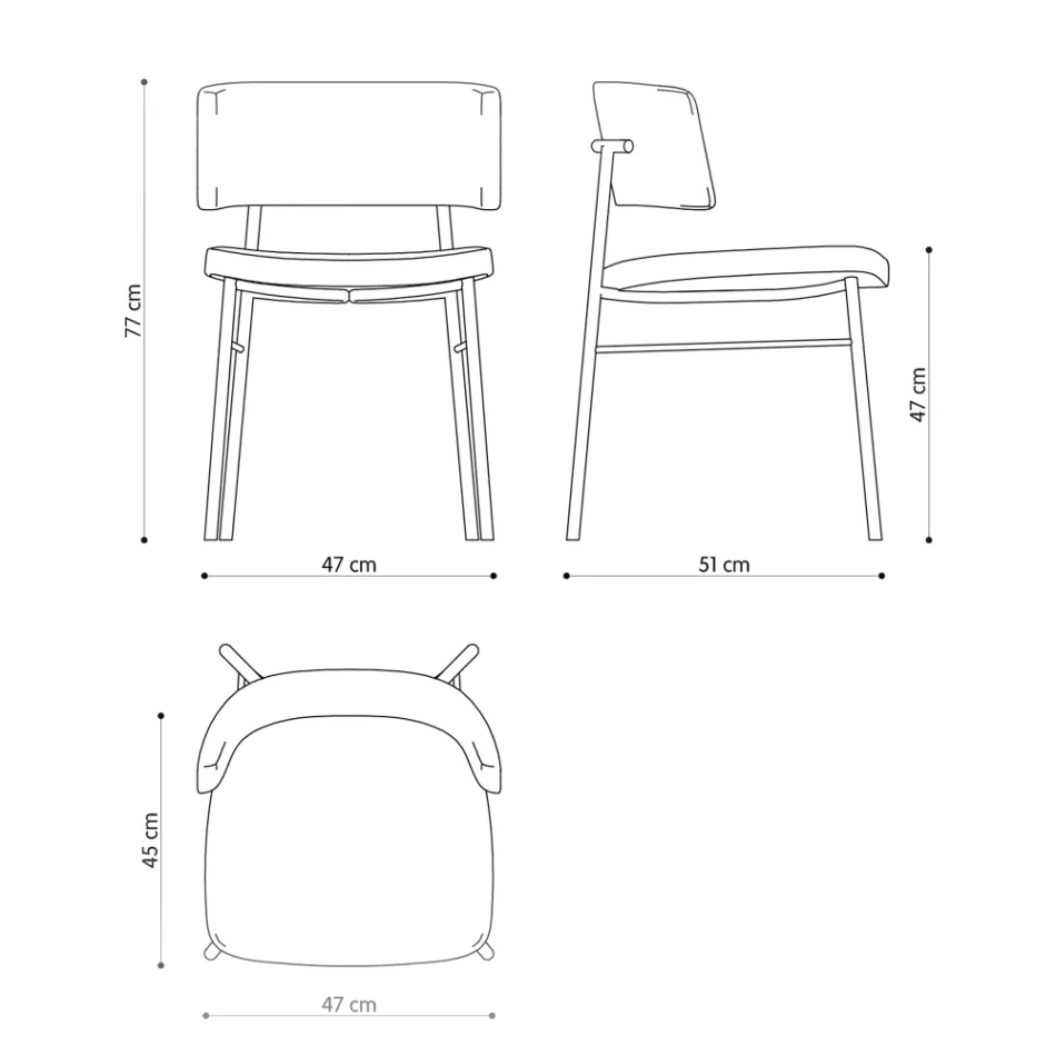 Luxe stoffen stoel met metalen onderstel, gemaakt in Italië, 2 stuks - Alaska Viadurini