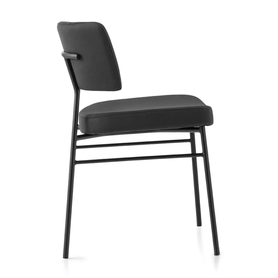 Luxe stoffen stoel met metalen onderstel, gemaakt in Italië, 2 stuks - Alaska Viadurini