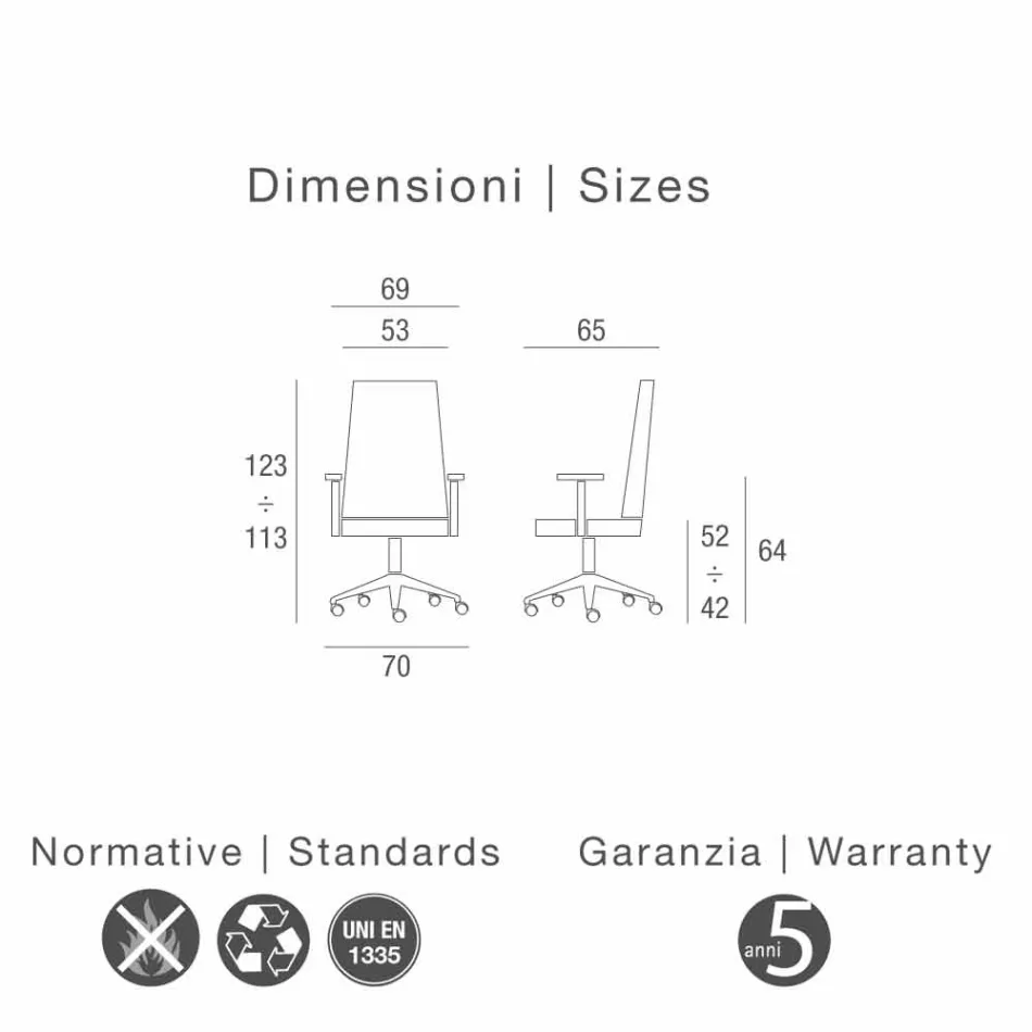 Executive stoel in koeienhuid Ada Angelo Pinaffo &amp; Gorgi Viadurini