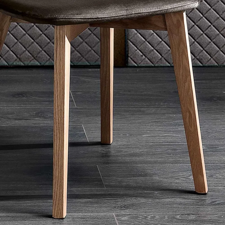Elegante stoel met modern design in gekleurd fluweel en hout - Bizet Viadurini