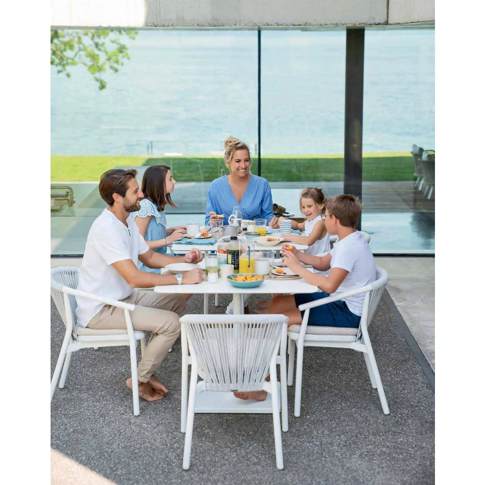 Buitenstoel met armleuningen stapelbaar gestoffeerd H 78 cm - Smart van Varaschin Viadurini