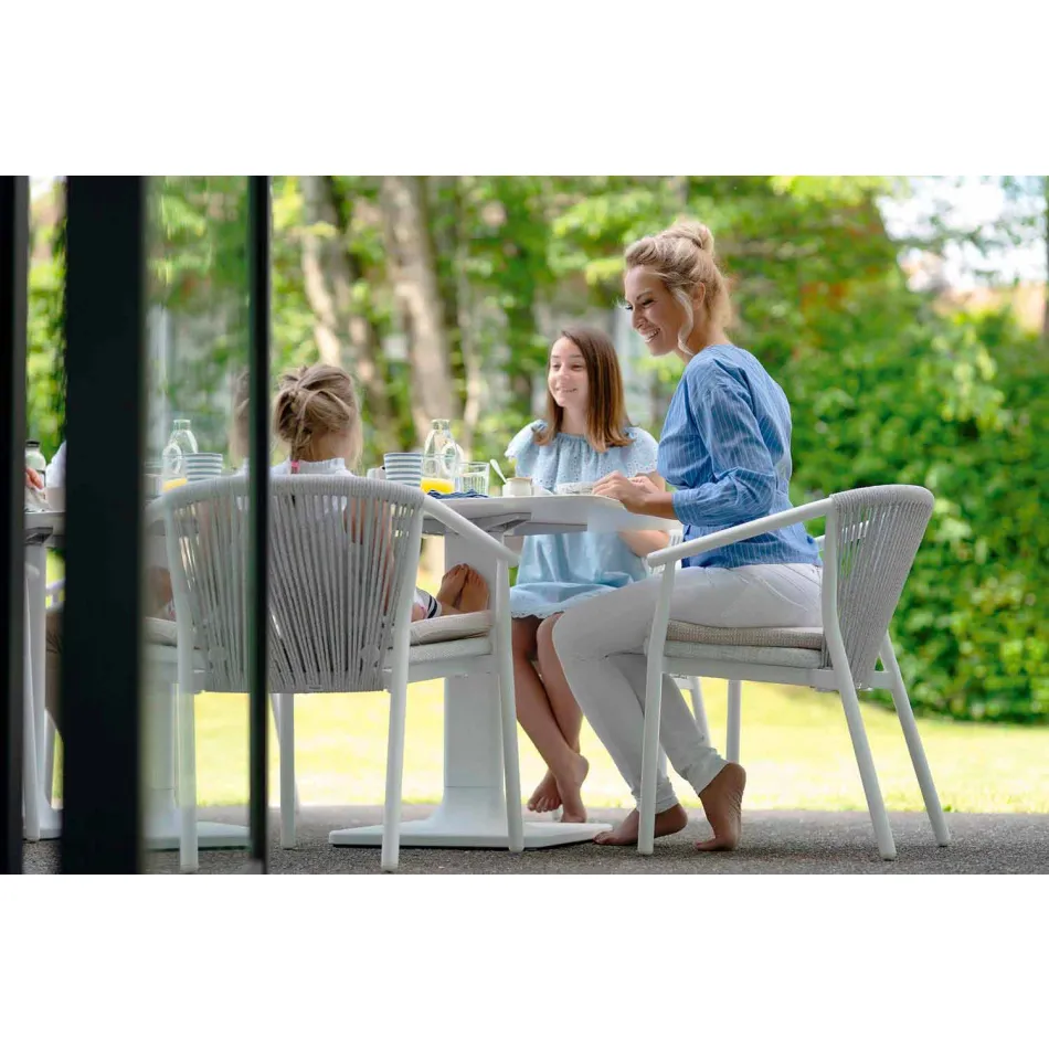 Buitenstoel met armleuningen stapelbaar gestoffeerd H 78 cm - Smart van Varaschin Viadurini