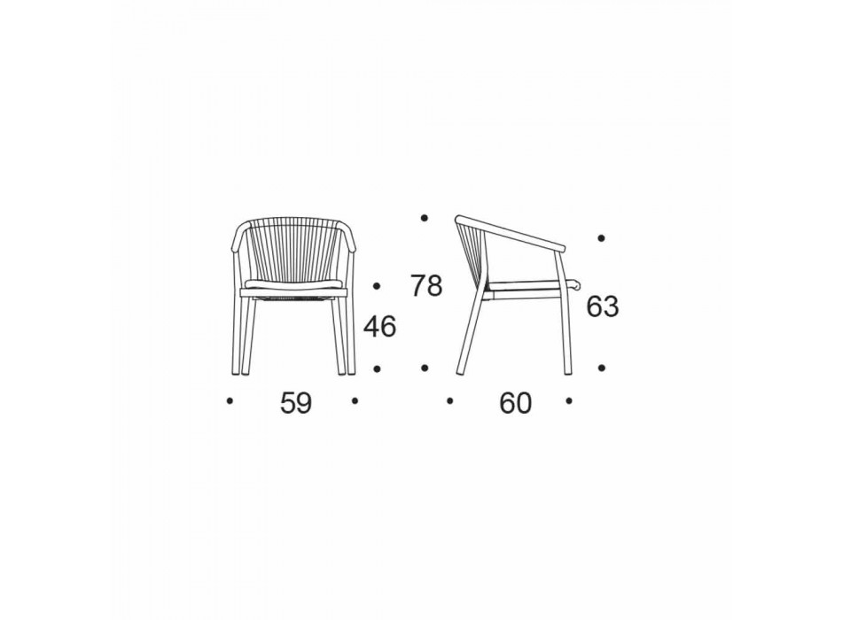 Buitenstoel met armleuningen stapelbaar gestoffeerd H 78 cm - Smart van Varaschin Viadurini