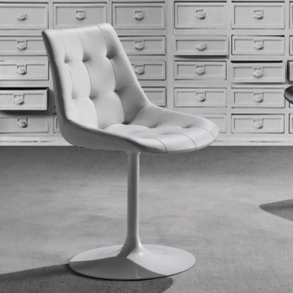 Draaistoel, zitting in ecoleer Capitonnè Processing - Aura Viadurini