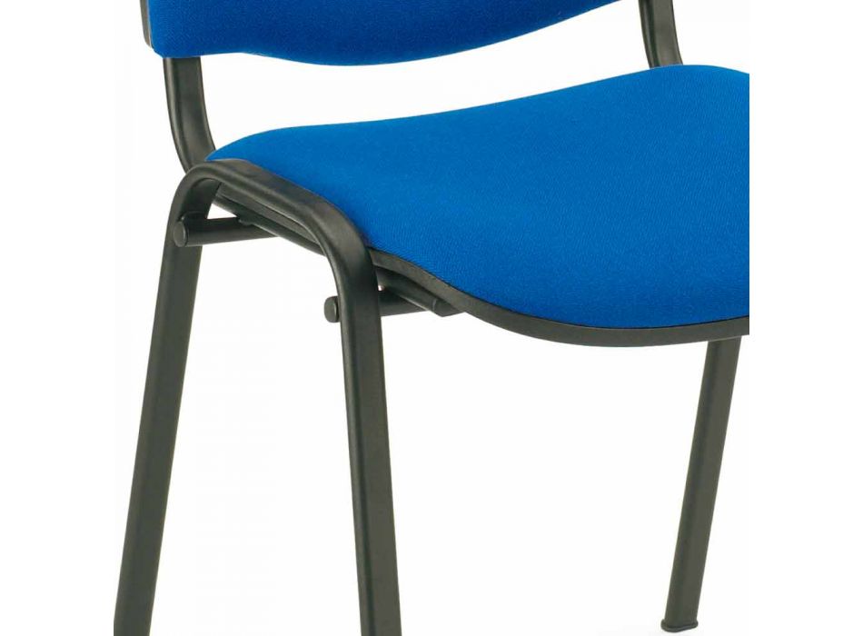 Gewatteerde stoel voor wachtkamer met moderne zwarte metalen basis - Carmela Viadurini