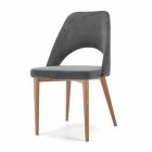 Gestoffeerde stoel met essenhouten onderstel Made in Italy - Lorenza Viadurini
