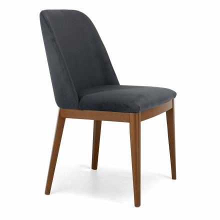 Gewatteerde stoel met eikenhouten onderstel Made in Italy - Sebastian Viadurini