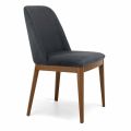 Gestoffeerde stoel met eikenhouten onderstel Made in Italy - Sebastian