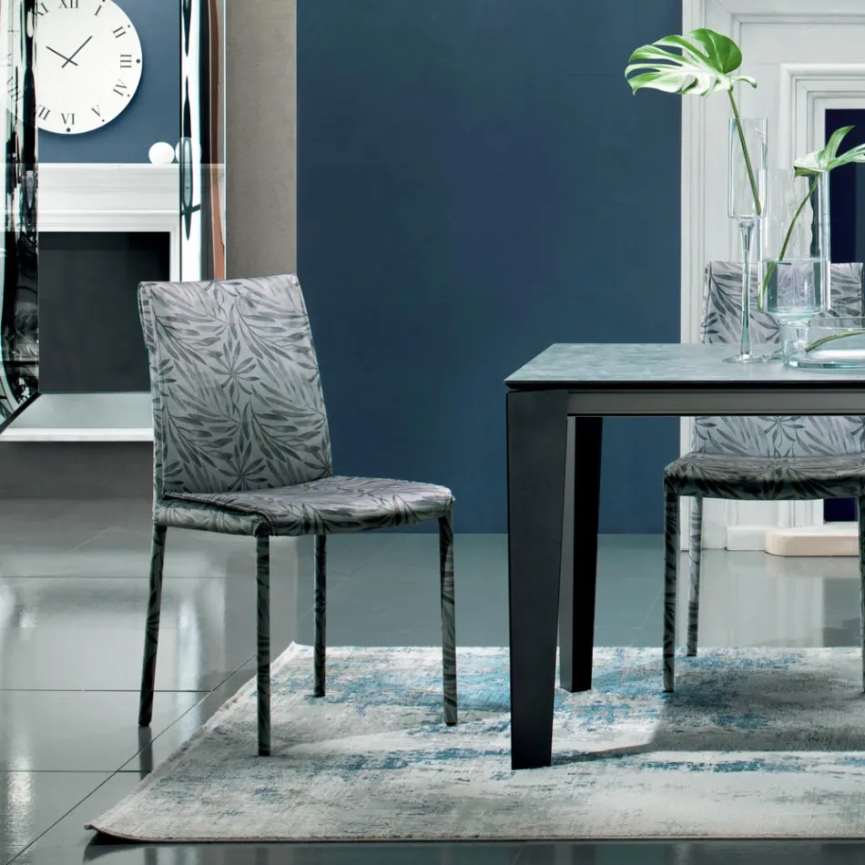 Gewatteerde en met stof beklede stoel gemaakt in Italië 4 stuks - Monnalisa Viadurini