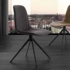 Gestoffeerde stoel in eco nubuck en metaal, modern design, Taranto Viadurini