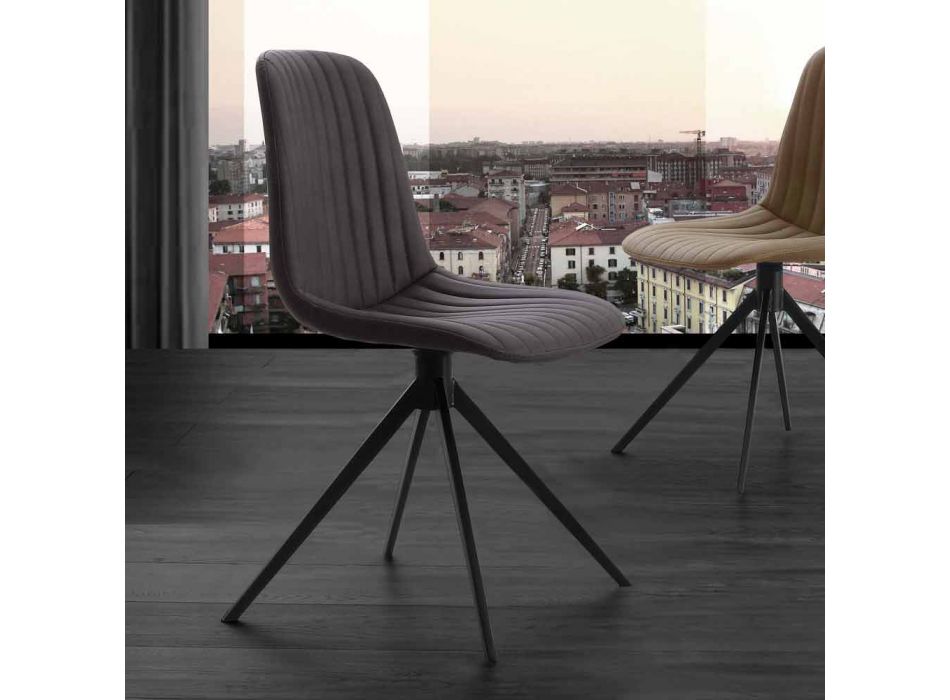Gestoffeerde stoel in eco nubuck en metaal, modern design, Taranto Viadurini