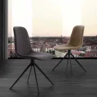 Gestoffeerde stoel in eco nubuck en metaal, modern design, Taranto Viadurini