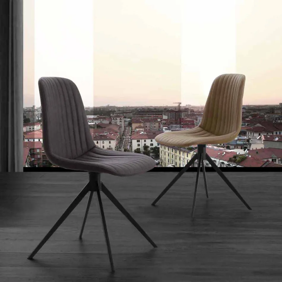 Gestoffeerde stoel in eco nubuck en metaal, modern design, Taranto Viadurini