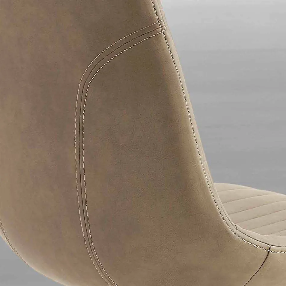 Gestoffeerde stoel in eco nubuck en metaal, modern design, Taranto Viadurini