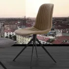 Gestoffeerde stoel in eco nubuck en metaal, modern design, Taranto Viadurini