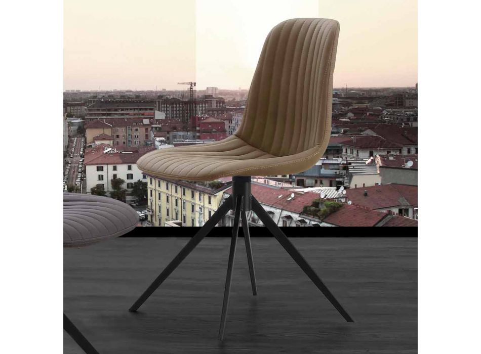 Gestoffeerde stoel in eco nubuck en metaal, modern design, Taranto Viadurini