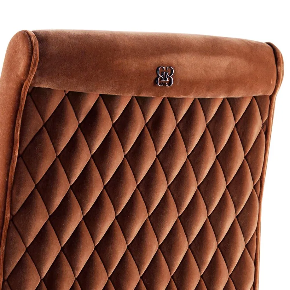 Beklede massief houten woonstoel Grilli Zarafa gemaakt in Italië, 2 stukken Viadurini