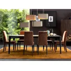 Beklede massief houten woonstoel Grilli Zarafa gemaakt in Italië, 2 stukken Viadurini