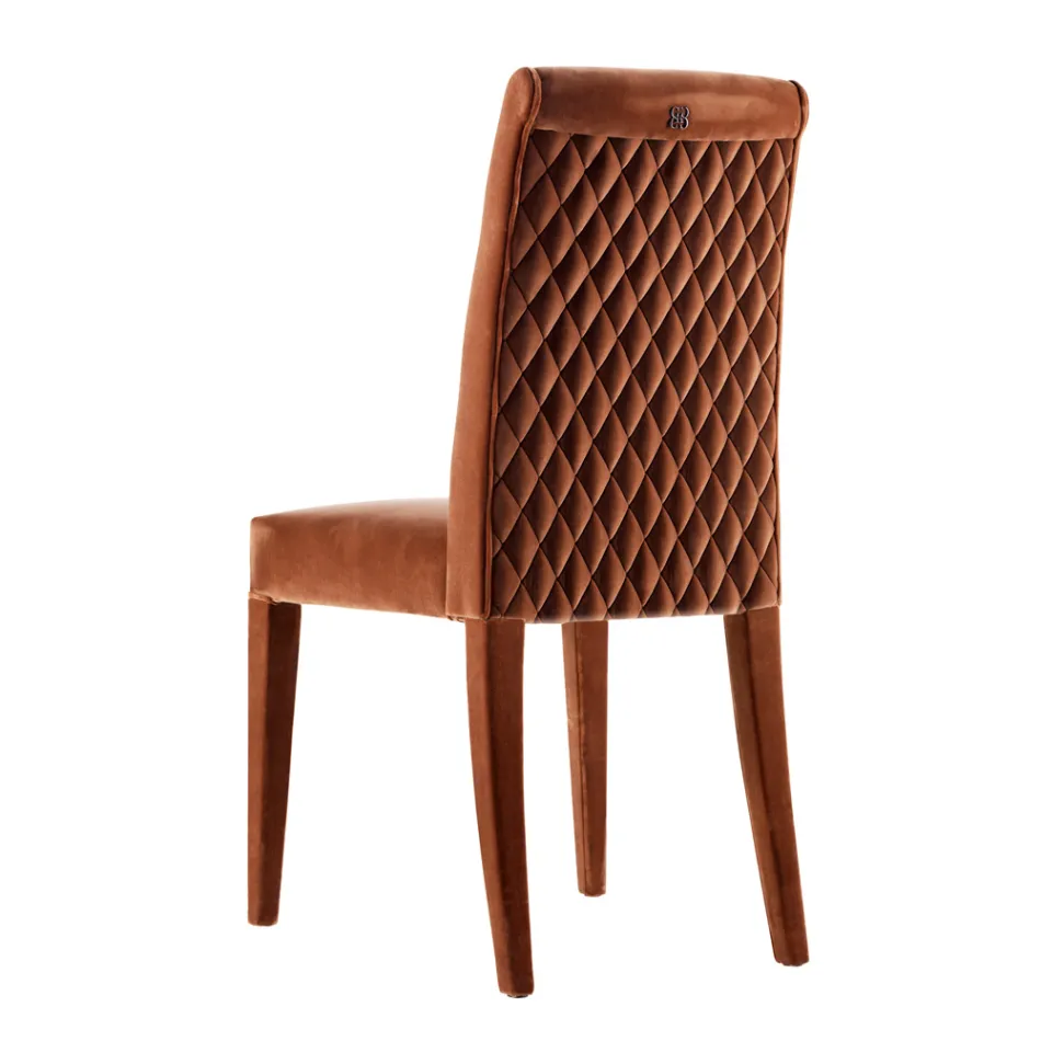 Beklede massief houten woonstoel Grilli Zarafa gemaakt in Italië, 2 stukken Viadurini