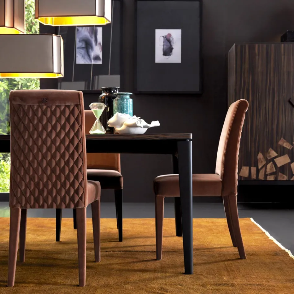 Beklede massief houten woonstoel Grilli Zarafa gemaakt in Italië, 2 stukken Viadurini