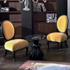 Beklede stoel in massief hout gezandstraald zwart, L60xP51cm, Tati Viadurini